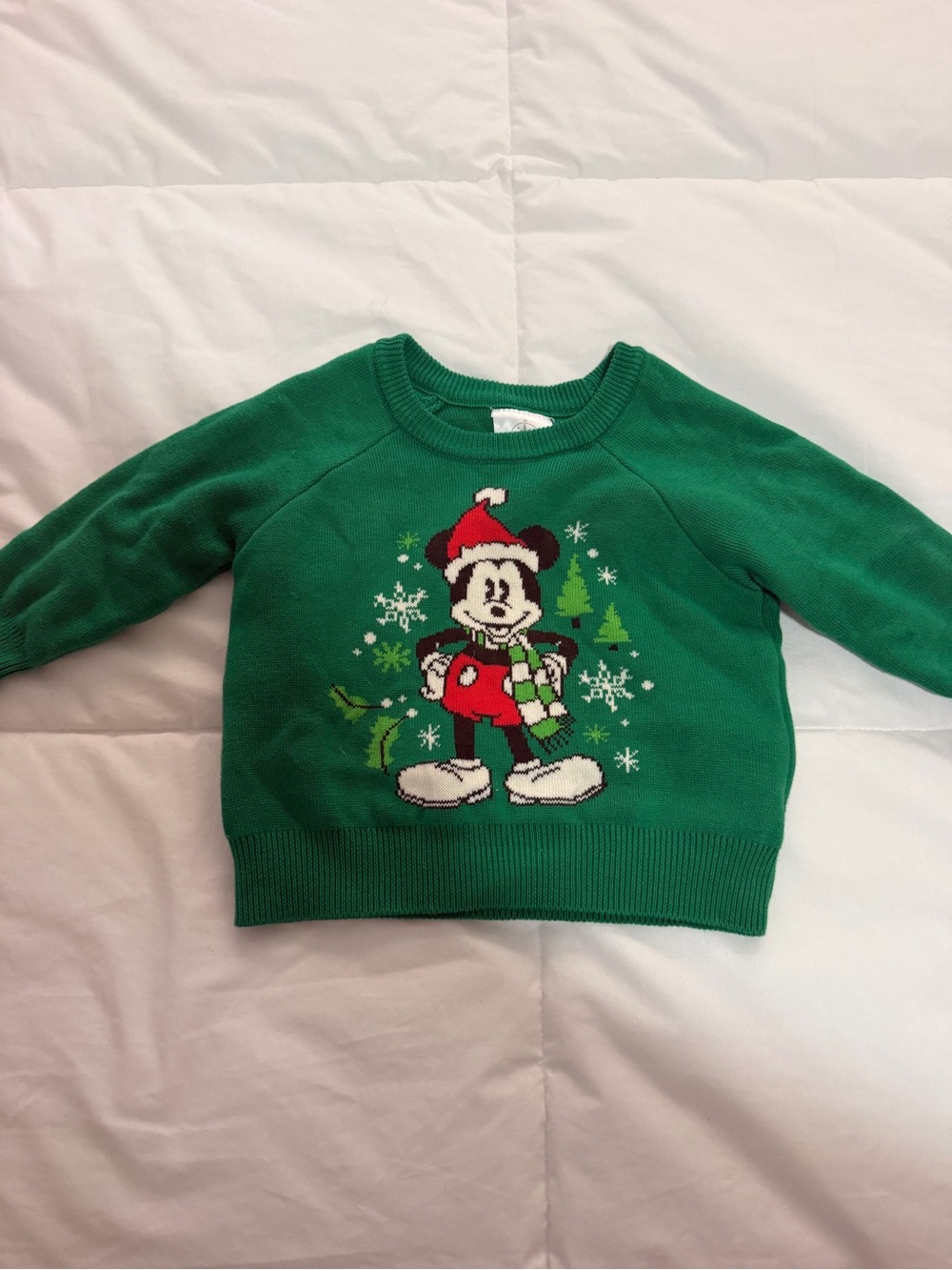 Kids Holiday Green Mickey Mouse Sweater